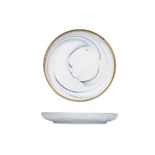 geschirrset Marmorkeramik-Teller und -Schüsseln-Set, Geschirr-Sets, Weihnachtssalat, Dessert, Bone China, weiße Teller, Küchengeschirr, rundes Tablett(7.5 inch platter) von HNULGVI