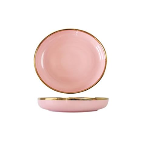 geschirrset Rosa Keramik Teller Suppenschüssel Geschirr Reis Schüssel Haushalt Kombination Küche(8inch Deep Plate) von HNULGVI
