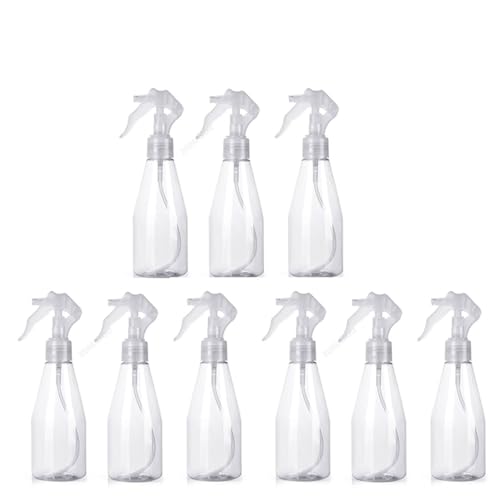sprühflasche 200ml Kunststoff Reinigung Hand Trigger Spray Flasche Garten Wasser Sprayer Refill Reise Container(200ml 9pcs) von HNULGVI
