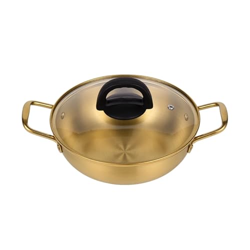 suppentopf Pot Stainless Steel barbecue Cooking Ramen Soup Pot With Double Handles Korean Seafood Boil Pot Cooking Noodle(Gold 22cm) von HNULGVI