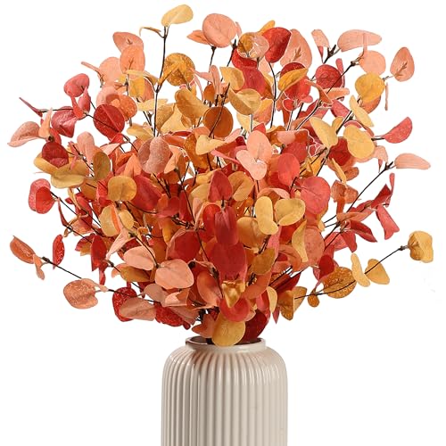 HNVNER 5 Bundles Eukalyptus Künstlich, 60cm Herbst Eukalyptus Deko Fake Eucalyptus Zweig Kunstblume Wie Echt für Herbstdekorationen, Tischdeko Blumenarrangements, Erntedankfest Halloween Dekoration von HNVNER