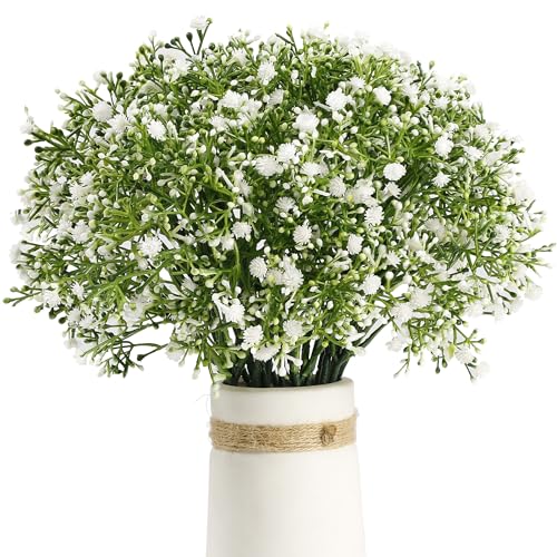 HNVNER Schleierkraut Künstlich 12 Bündel Künstliche Blumen Künstlich Gypsophila Kunstblumen für Hochzeit, Party, Brautsträuße, Home Dekoration, weiß von HNVNER