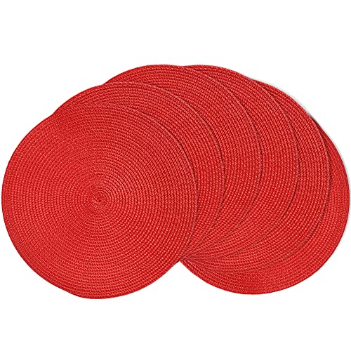 Tischset Rund,Platzset Abwischbar 6er Set,Tischsets Platzsets Abwaschbar Platzdeckchen Hitzebeständig for für Küche,Geburtstags,Party,Rot von HNVNER