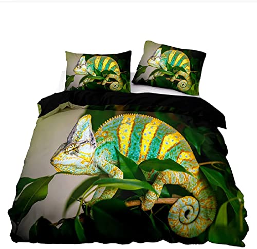 HNWDC Bettbezug Set Chamäleon Thema Mehrfarbig, Weiche GebüRstet Mikrofaser Bettwäsche 135x200 mit ReißVerschluss und 2 Kissenbezug 80x80 cm HNWDC Bettbezug Set Chamäleon Thema Mehrfarbig, Weiche GebüRstet Mikrofaser Bettwäsche 135x200 mit ReißVerschluss und 2 Kissenbezug 80x80 cm von HNWDC