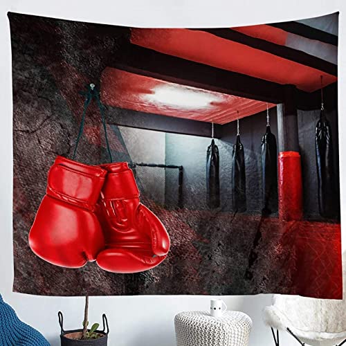 HNWDC Tapisserie Polyester 3D Digitaldruck, Boxhandschuhe rot Wandteppich für Hausdekor Home Tischdecke Wohnzimmer Schlafzimmer Tischdecke 135x150cm von HNWDC