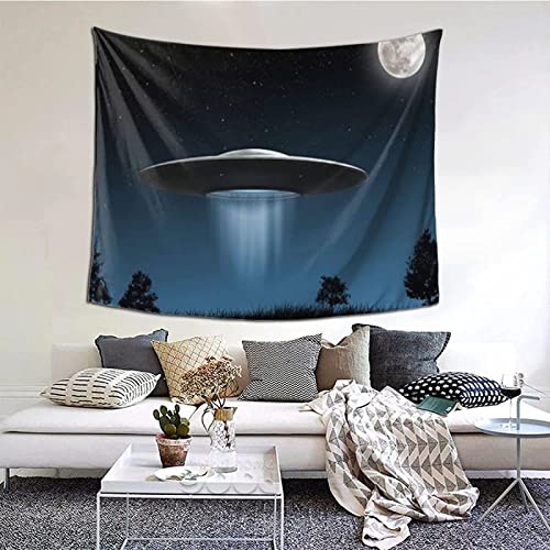 HNWDC Tapisserie Polyester 3D Digitaldruck, UFO-Mond mehrfarbig Wandteppich für Hausdekor Home Tischdecke Wohnzimmer Schlafzimmer Tischdecke 150x150cm von HNWDC