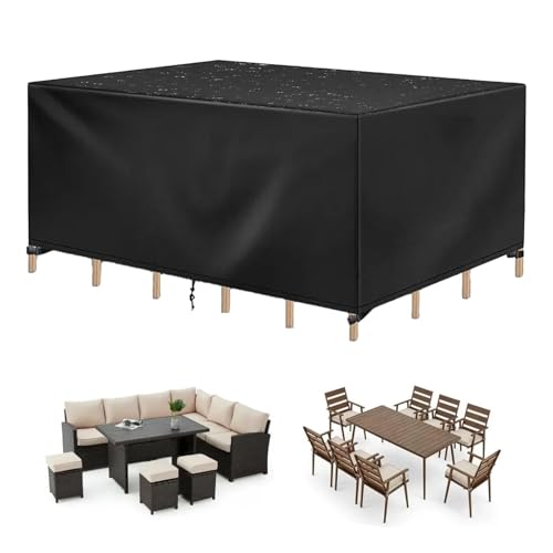 HNYDM 600D Oxford Gewebe Gartenmöbel Abdeckung Wasserdicht, 130x90x94cm Winterfest Schutzhülle Gartenmöbel, Plane für Gartentisch Möbelsets Terrassenmöbel, Rechteckig Tischabdeckung Schutzhülle von HNYDM