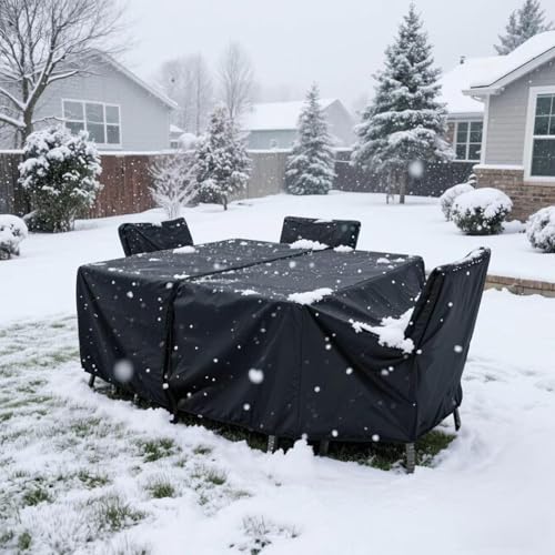 HNYDM Abdeckung Gartenmöbel Winterfest, Gartentisch Abdeckung Wasserdicht Schutzhülle Anti-UV Abdeckplane Gartenmöbel für Gartentische Terrassenmöbel Outdoor-Tisch 250x200x110cm/LxWxH von HNYDM