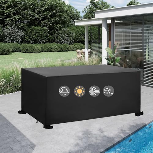 HNYDM Gartenmöbel Abdeckung Winterfest 600D Oxford 300x220x65cm/LxBxH wasserdichte Schutzhülle Gartenmöbel Anti-UV Abdeckhaube für Gartentisch Terrassenmöbel Schwerlast, Regenschutz Staubfest HNYDM Gartenmöbel Abdeckung Winterfest 600D Oxford 300x220x65cm/LxBxH wasserdichte Schutzhülle Gartenmöbel Anti-UV Abdeckhaube für Gartentisch Terrassenmöbel Schwerlast, Regenschutz Staubfest von HNYDM