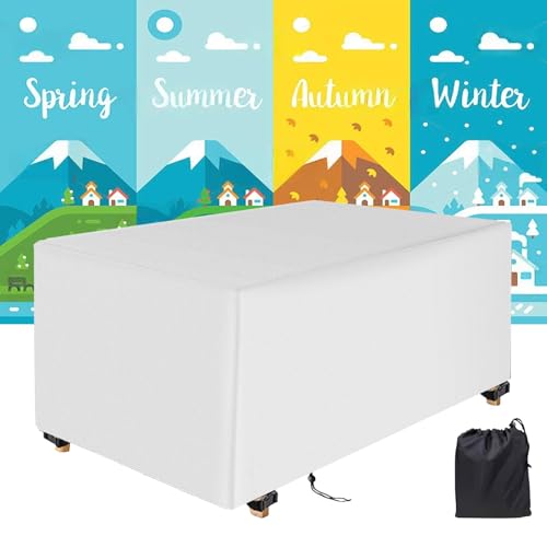 HNYDM Schutzhülle Gartenmöbel Winterfest 250x150x70cm/LxWxH Gartenmöbel Abdeckung Wasserdicht, 600D Oxford Gewebe Weiß Abdeckplane Für Gartentisch Sitzgruppe Balkonmöbel Abdeckung HNYDM Schutzhülle Gartenmöbel Winterfest 250x150x70cm/LxWxH Gartenmöbel Abdeckung Wasserdicht, 600D Oxford Gewebe Weiß Abdeckplane Für Gartentisch Sitzgruppe Balkonmöbel Abdeckung von HNYDM