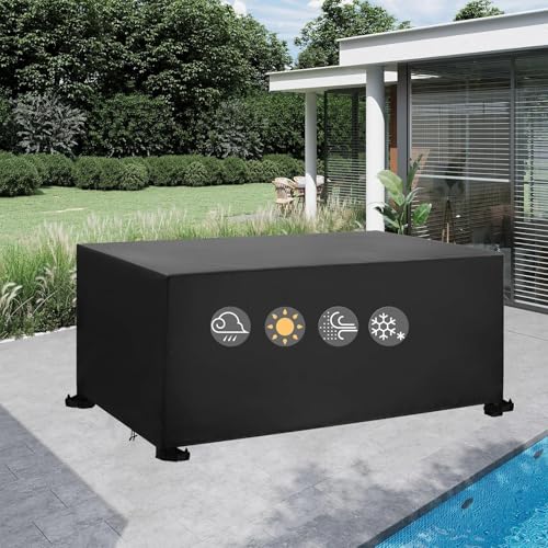 HNYDM Schutzhülle Gartenmöbel Winterfest Wasserdicht 180x180x70cm/LxBxH 600D Oxford Gewebe Abdeckung für Gartenmöbel Winddicht Anti-UV Abdeckplane Loungemöbel Möbelsets Sitzgruppe Gartentisch von HNYDM