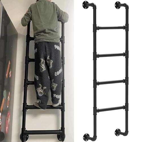 HNZHUXUE Metall-Dachbodenleiter Für Etagenbett, Industrielle Fluchtleiter Aus Eisenrohr Für Fensterschacht, Wandmontierte Kletterleitern, 3/4/5-Stufige Multifunktions-Ersatzleiter Mit Montagebeschläge von HNZHUXUE