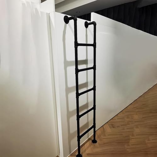 HNZHUXUE Robuste, An Der Wand Montierte Metallleiter Für Den Dachboden, Industrielle Leiter Aus Eisenrohr Für Etagenbetten, Schwarze Dachbodentreppe, Kellerausstiegsleitern – Für Den Innen- Und Außenb von HNZHUXUE