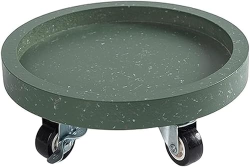 HNZHUXUE Robuster Pflanzenwagen Mit Feststellrädern, Rollender Pflanzenständer In Steinoptik, Runder Pflanzpaletten-Topfwagen Mit Feststellrädern Für Den Innen- Und Außenbereich/Green/18Cm/7.09In von HNZHUXUE