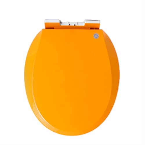 HNZHUXUE Runder Toilettensitz Aus Pp Mit Absenkautomatik Und Schnellverschluss, Leiser Und Langsam Schließender Toilettendeckel Und -Sitz, Und Zu Reinigen, O-Förmig/Orange/36 * 41Cm von HNZHUXUE