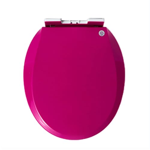 HNZHUXUE Runder Toilettensitz Aus Pp Mit Absenkautomatik Und Schnellverschluss, Leiser Und Langsam Schließender Toilettendeckel Und -Sitz, Und Zu Reinigen, O-Förmig/Rose Red/36 * 41Cm von HNZHUXUE