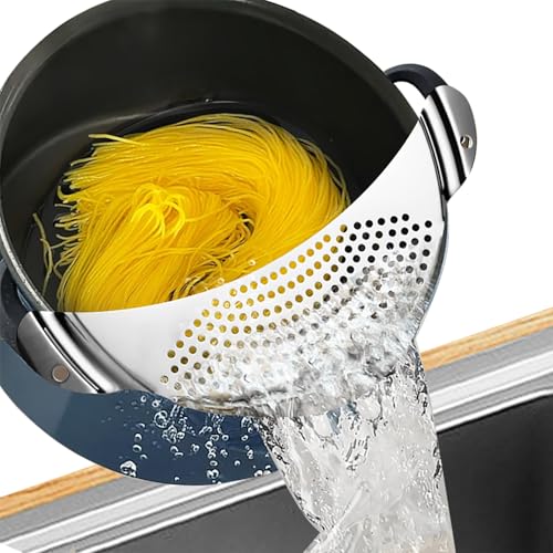 2 pcs Topfsieb in Halbmondform, Nudelsieb, Nudelsieb Edelstahl Rostfrei, Toller Küchenhelfer zum Sieben von Nudeln, Gemüse und Obst von HO-SFSM