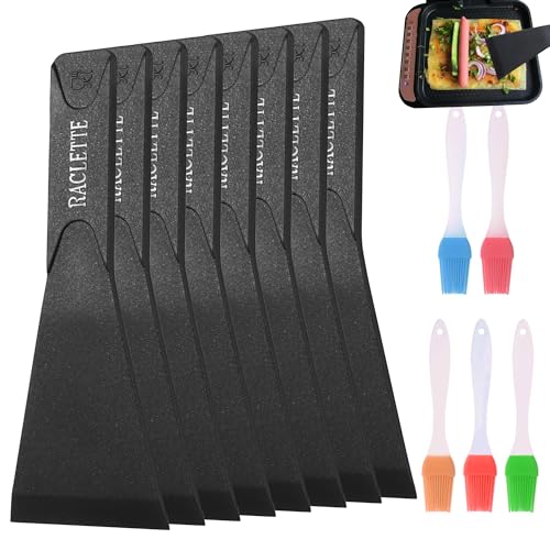 8 Stück Raclette Schieber, Raclette Spatel, für Antihaft Pfannen Käse Grills Gourmet Bretter Bratpfannen Fondue mit 5 Ölpinsel 8 Stück Raclette Schieber, Raclette Spatel, für Antihaft Pfannen Käse Grills Gourmet Bretter Bratpfannen Fondue mit 5 Ölpinsel von HO-SFSM
