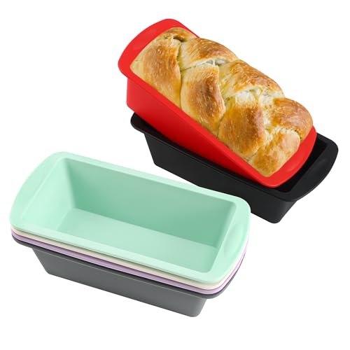HO-SFSM 6 Stücke Silikon Backform Rechteckig 20x9,5x5,5 cm, Mini Silikon Kastenform mit Antihaftende Oberfläche – Ideal für für Brot, Kuchen & Toastbrot - Airfryer Geeignet von HO-SFSM