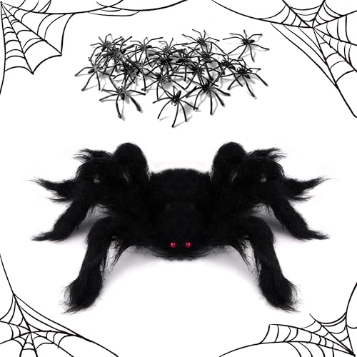 HO-SFSM 3 Stück Haarige Spinne, Halloween Spinne, Groß Gruselige Spinnen mit 20 Kleine Spinne für Halloween, Karneval oder Mottoparty, gruselige Partydeko, Schwarz HO-SFSM 3 Stück Haarige Spinne, Halloween Spinne, Groß Gruselige Spinnen mit 20 Kleine Spinne für Halloween, Karneval oder Mottoparty, gruselige Partydeko, Schwarz von HO-SFSM