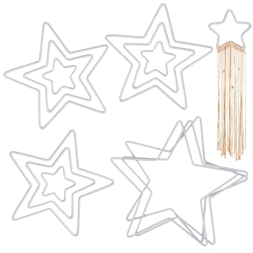 HO2NLE 12 Stück Metall Stern Metallsterne zum Basteln Stern Metallring Makramee DIY Basteln Kranz Rahmen für Traumfänger, Wanddeko, Weihnachtsdeko HO2NLE 12 Stück Metall Stern Metallsterne zum Basteln Stern Metallring Makramee DIY Basteln Kranz Rahmen für Traumfänger, Wanddeko, Weihnachtsdeko von HO2NLE