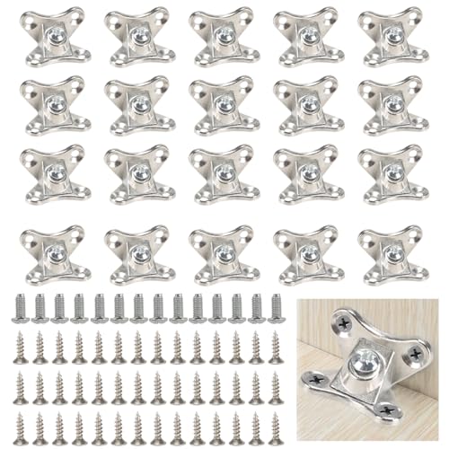 HO2NLE 20 Stück Winkelverbinder 20X30mm Schmetterling Abnehmbarer Eckwinkel Mit 80 Schraube für Holz Möbel Tabelle Stuhl DIY 90 Grad Mini-Eckverbinder von HO2NLE