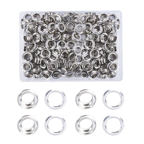 HO2NLE 200 Set 12mm Silber Metallösen Ösen Set Werkzeug Kit Ösen für Planen Metall Ösen Scheiben für Leder Handwerk Stoff Silbernes Luftauge von HO2NLE