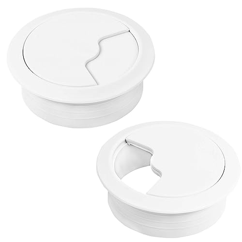 HO2NLE 2pcs Kabeldurchführung Schreibtisch 60mm Kabeldurchlass Weiß Tischdurchführung Rund Kabeldose für Tisch Office Schreibtische Büro Arbeitsplatten von HO2NLE