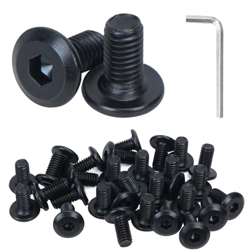 HO2NLE 30 Stück Flachkopfschrauben M6 x 12 mm Innensechskant Schrauben Vollgewinde Q235 Kohlenstoffstahl Schwarz Sechskantschraube mit Innensechskantschlussel HO2NLE 30 Stück Flachkopfschrauben M6 x 12 mm Innensechskant Schrauben Vollgewinde Q235 Kohlenstoffstahl Schwarz Sechskantschraube mit Innensechskantschlussel von HO2NLE