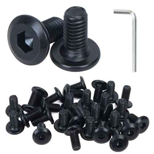 HO2NLE 30 Stück Schrauben M8 x 20mm Flachkopfschrauben Innensechskant Schwarz Edelstahl Vollgewinde Möbelschrauben Sechskantschraube mit Innensechskantschlussel von HO2NLE