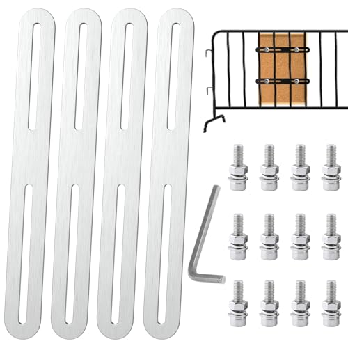 HO2NLE 4 Stück Befestigungsset für Zaunbriefkasten Silber Verstellbare Flachverbinder 215 × 24mm Zaunbefestigung Briefkasten Edelstahl für Reparatur Befestigung Holz, Möbel und DIY Projekte von HO2NLE