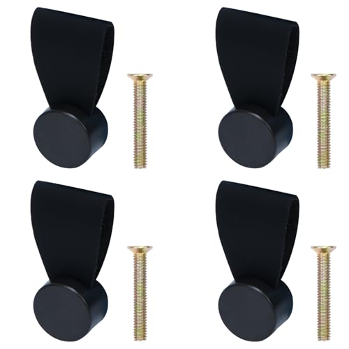 HO2NLE 4 Stück Ledergriffe Möbel 5.6 x 2.9 cm Türgriffe Schrank Möbelknöpfe Handgemachte Griff für Schränke, Kleiderschrank, Schublade, Küche (Schwarz) von HO2NLE