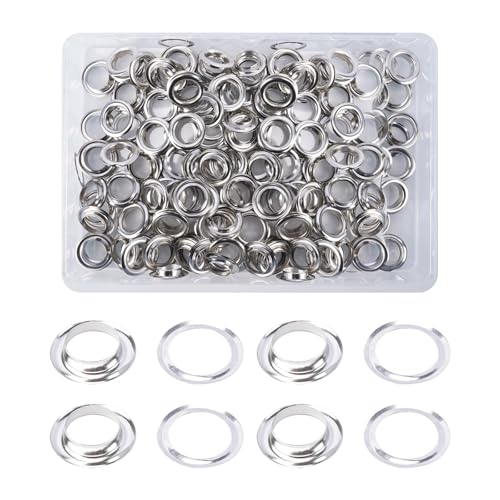 HO2NLE 200 Set 14mm Silber Metallösen Ösen Set Werkzeug Kit Ösen für Planen Metall Ösen Scheiben für Leder Handwerk Stoff Silbernes Luftau von HO2NLE