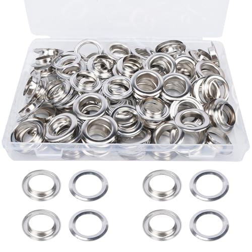 HO2NLE 100 Set 20mm Silber Metallösen Ösen Set Werkzeug Kit Ösen für Planen Metall Ösen Scheiben für Leder Handwerk Stoff Silbernes Luftauge von HO2NLE