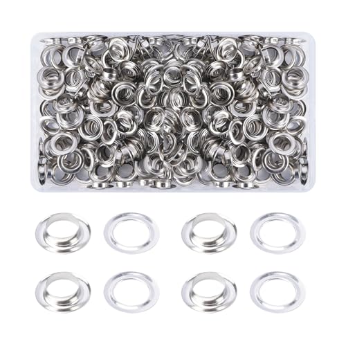 HO2NLE 500 Set 8mm Silber Metallösen Ösen Set Werkzeug Kit Ösen für Planen Metall Ösen Scheiben für Leder Handwerk Stoff Silbernes Luftauge von HO2NLE