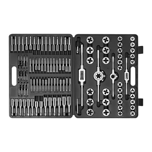 HOARLICN 110 Teiliges Gewindeschneider Set, Gewindeschneidsatz Mit Werkzeugkasten Hand Gewindebohrer-Set Mit Aufbewahrungsbox M2-M18 für Gusseisen Stahl, Kohlenstoffstahl, Gusseisen von HOARLICN