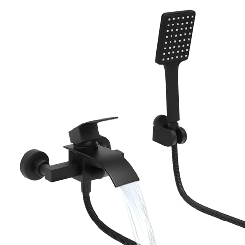 HOARLICN Badewannenarmatur mit Handbrause, Wasserfall Wasserhahn Badewanne Badewannenarmaturen mit Dusche1.5m Schlauch und Handbrause-Halterung für Hotels, Badeanstalten HOARLICN Badewannenarmatur mit Handbrause, Wasserfall Wasserhahn Badewanne Badewannenarmaturen mit Dusche1.5m Schlauch und Handbrause-Halterung für Hotels, Badeanstalten von HOARLICN