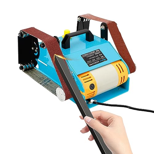 HOARLICN Bandschleifmaschine, 950W Mini Bandschleifer 800–6000 u/min Messerschleifmaschine 220V Elektro Doppelachse Tellerschleifer mit 2 Schleifbänder für Schleifen Von Holz Und Metall von HOARLICN
