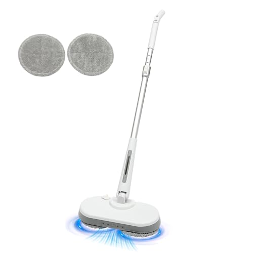 HOARLICN Bodenwischer Elektrisch, Elektrische Wischmop Elektrisch 99-120 cm 9000r/Min 38.8w mit Vier Mopps 350ml Batterie-Anzeige Wassertank&Messbecher Einstellbare Länge&Winkel von HOARLICN