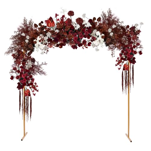 HOARLICN Hochzeit Bogen Stand mit Basen, 6,6 x 6,6 Fuß Gold Traubogen Hochzeit Ballon Gewölbter Bogenrahmen Arch Quadratisch Blume Hochzeitsdekor von HOARLICN