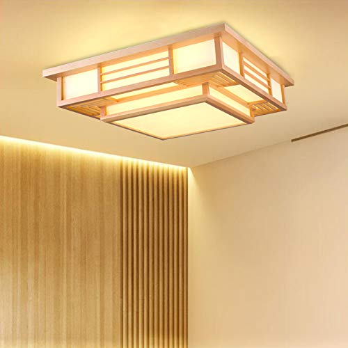 HOARLICN Japanische Deckenleuchte, LED Holz Deckenlampe Dimmbare Deckenleuchte Holz Tatami Lampe PVC-Schaffellimitat Lampenschirm Mit Fernbedienung Schlafzimmer Pendelleuchte HOARLICN Japanische Deckenleuchte, LED Holz Deckenlampe Dimmbare Deckenleuchte Holz Tatami Lampe PVC-Schaffellimitat Lampenschirm Mit Fernbedienung Schlafzimmer Pendelleuchte von HOARLICN