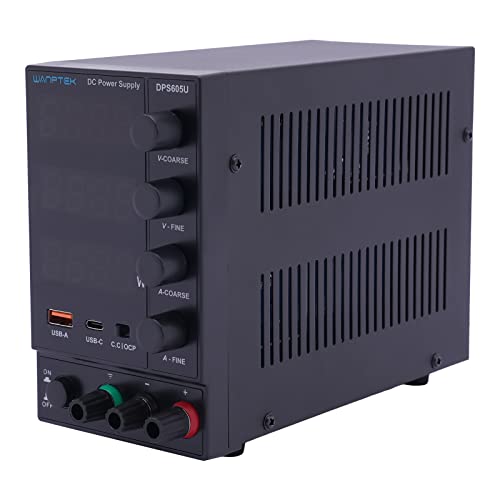 HOARLICN Variable Dc-Stromversorgung, 0-60V 300W Geregelte Stromversorgung Hohe Präzision Labornetzteil mit USB-Anschlüsse Stabile Füße für Produktionslinien, Zum Heimwerken 19 X 9 X 14.5cm von HOARLICN