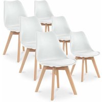Hobag - 6er-Set Stühle - Weiß - Skandinavisch - Holzbeine von HOBAG