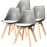 Hobag - Set mit vier skandinavischen Stühlen vlsy Weiß/Grau - Weiß/Grau von HOBAG