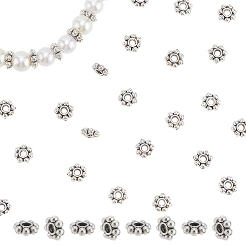HOBBIESAY 100 Stück Blumen Abstandsperlen 6mm Silberperle Im Tibetischen Stil Kleine Lose Abstandsperlen Mini Metall Bastelperlen Verbindungsperlen Zur Schmuckherstellung HOBBIESAY 100 Stück Blumen Abstandsperlen 6mm Silberperle Im Tibetischen Stil Kleine Lose Abstandsperlen Mini Metall Bastelperlen Verbindungsperlen Zur Schmuckherstellung von HOBBIESAY