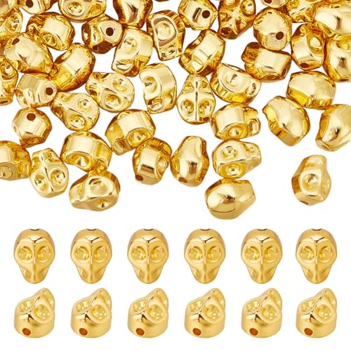 HOBBIESAY 100 Stück Goldene Totenkopfperlen 5.5mm Halloween Totenkopfperlen Charms Nicht Hämatit Skelettkopf Abstandsperlen Totenkopfkopf Lose Abstandsperlen Loch: 1mm HOBBIESAY 100 Stück Goldene Totenkopfperlen 5.5mm Halloween Totenkopfperlen Charms Nicht Hämatit Skelettkopf Abstandsperlen Totenkopfkopf Lose Abstandsperlen Loch: 1mm von HOBBIESAY