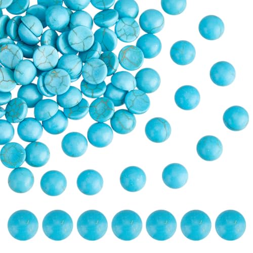 HOBBIESAY 100 Stück Türkis Cabochons Steinperlen Türkis Flache Rückseite Steinperlen Blaue Textur Edelstein Flacher Runder Stein Cabochon Für Schmuckherstellung 8x4mm HOBBIESAY 100 Stück Türkis Cabochons Steinperlen Türkis Flache Rückseite Steinperlen Blaue Textur Edelstein Flacher Runder Stein Cabochon Für Schmuckherstellung 8x4mm von HOBBIESAY