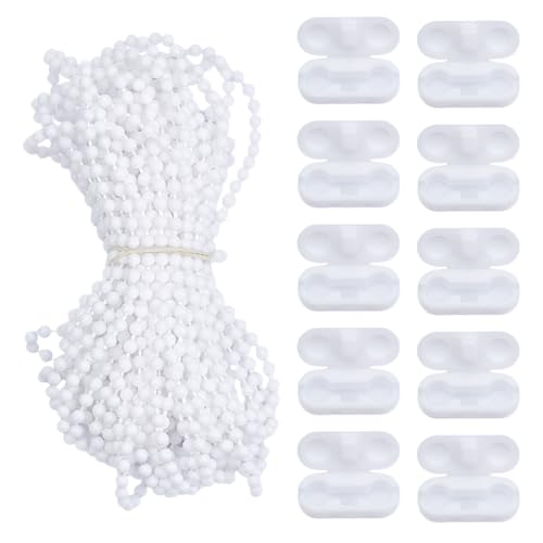 HOBBIESAY 10m/Bündel Rollo Perlenkette Kordel Kunststoff Rollvorhang Perlenseil Weiße Kunststoff Rollenkettemit Kunststoff Kettenverbindern Für Rollo Ersatzteile Reparaturbeschläge von HOBBIESAY