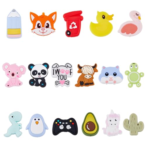 HOBBIESAY 17 Stile Pinguin Ente Dinosaurier Lose Perlen Kaktus Avocado Förmige Abstandsperlen Charms Tierpflanzen Thema Silikon Bastelperlen Mittig Gebohrte Kreationsperlen Für Die Schmuckherstellung HOBBIESAY 17 Stile Pinguin Ente Dinosaurier Lose Perlen Kaktus Avocado Förmige Abstandsperlen Charms Tierpflanzen Thema Silikon Bastelperlen Mittig Gebohrte Kreationsperlen Für Die Schmuckherstellung von HOBBIESAY