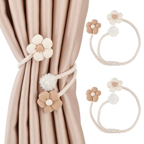 HOBBIESAY Raffhalter Aus Seil Vorhänge Boho Blumen Vorhanghalter Blumenseil Vorhang Raffhalter Vorhang Clips Vorhänge Seil Vorhang Bänder Dekoratives Seil Kaffeebraun Für Fensterbehandlung Dekoration von HOBBIESAY